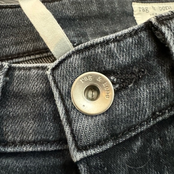 Rag & Bone Nina High Rise Ankle Cigarette Ripped Jeans in Black/Grey - Picture 6 of 10